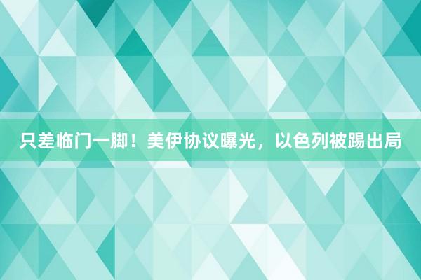 只差临门一脚！美伊协议曝光，以色列被踢出局