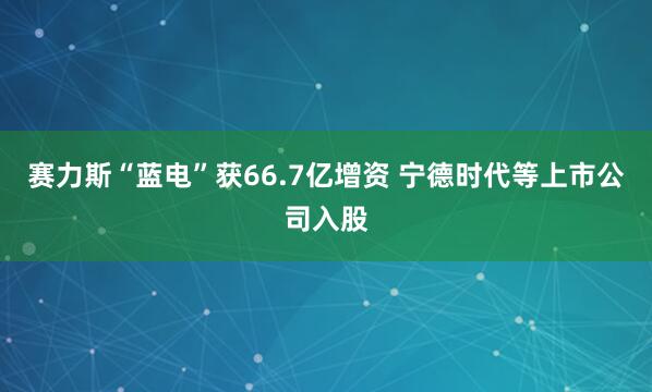 赛力斯“蓝电”获66.7亿增资 宁德时代等上市公司入股
