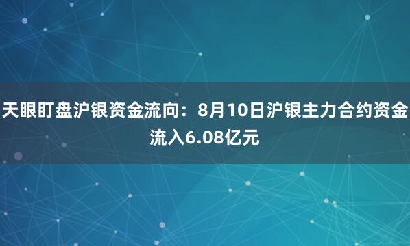 天眼盯盘沪银资金流向：8月10日沪银主力合约资金流入6.08亿元