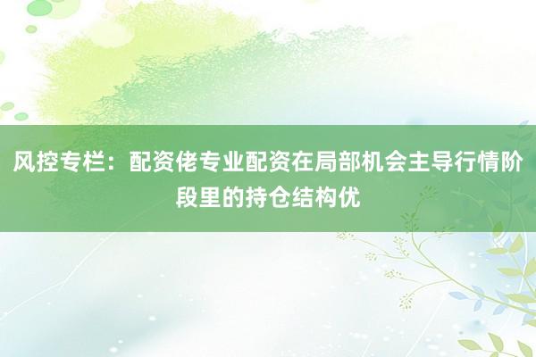 风控专栏：配资佬专业配资在局部机会主导行情阶段里的持仓结构优