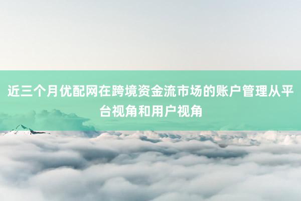 近三个月优配网在跨境资金流市场的账户管理从平台视角和用户视角