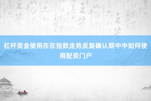 杠杆资金使用在在指数走势反复确认期中中如何使用配资门户