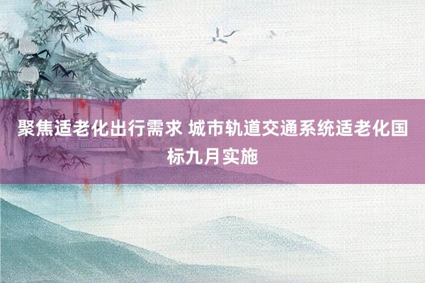 聚焦适老化出行需求 城市轨道交通系统适老化国标九月实施