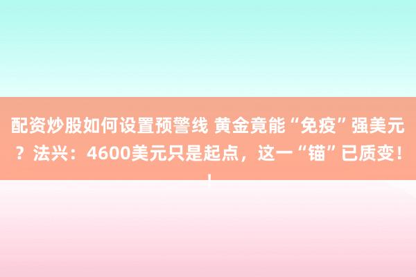 配资炒股如何设置预警线 黄金竟能“免疫”强美元?法兴:4600美元只是起点,这一“锚”已质变!