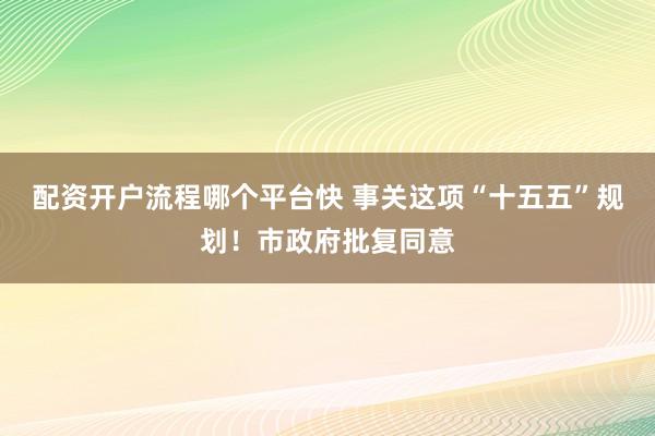 配资开户流程哪个平台快 事关这项“十五五”规划!市政府批复同意