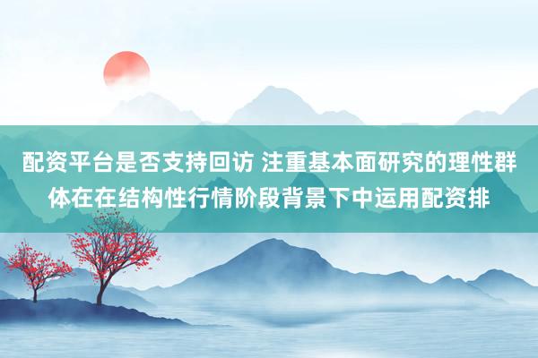 配资平台是否支持回访 注重基本面研究的理性群体在在结构性行情阶段背景下中运用配资排